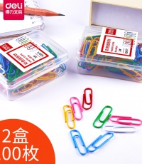 得力0024彩色回形針(混)(100枚/盒)*10