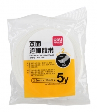得力30411EVA泡棉雙面膠帶18mm*5y*2.5mm(白)(1卷/袋)