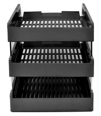 齊心B2060超省錢塑料三層文件盤黑*5