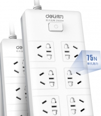 得力18262插座_8組_3米_PVC袋裝(白)