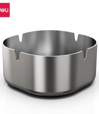 得力LQ171不銹鋼本色煙灰缸10cm（中號(hào)）