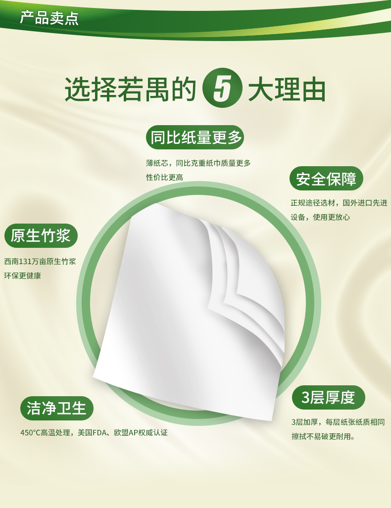 若禺QC560/RZ002三層平紋珍寶紙 衛生紙 200米*12卷